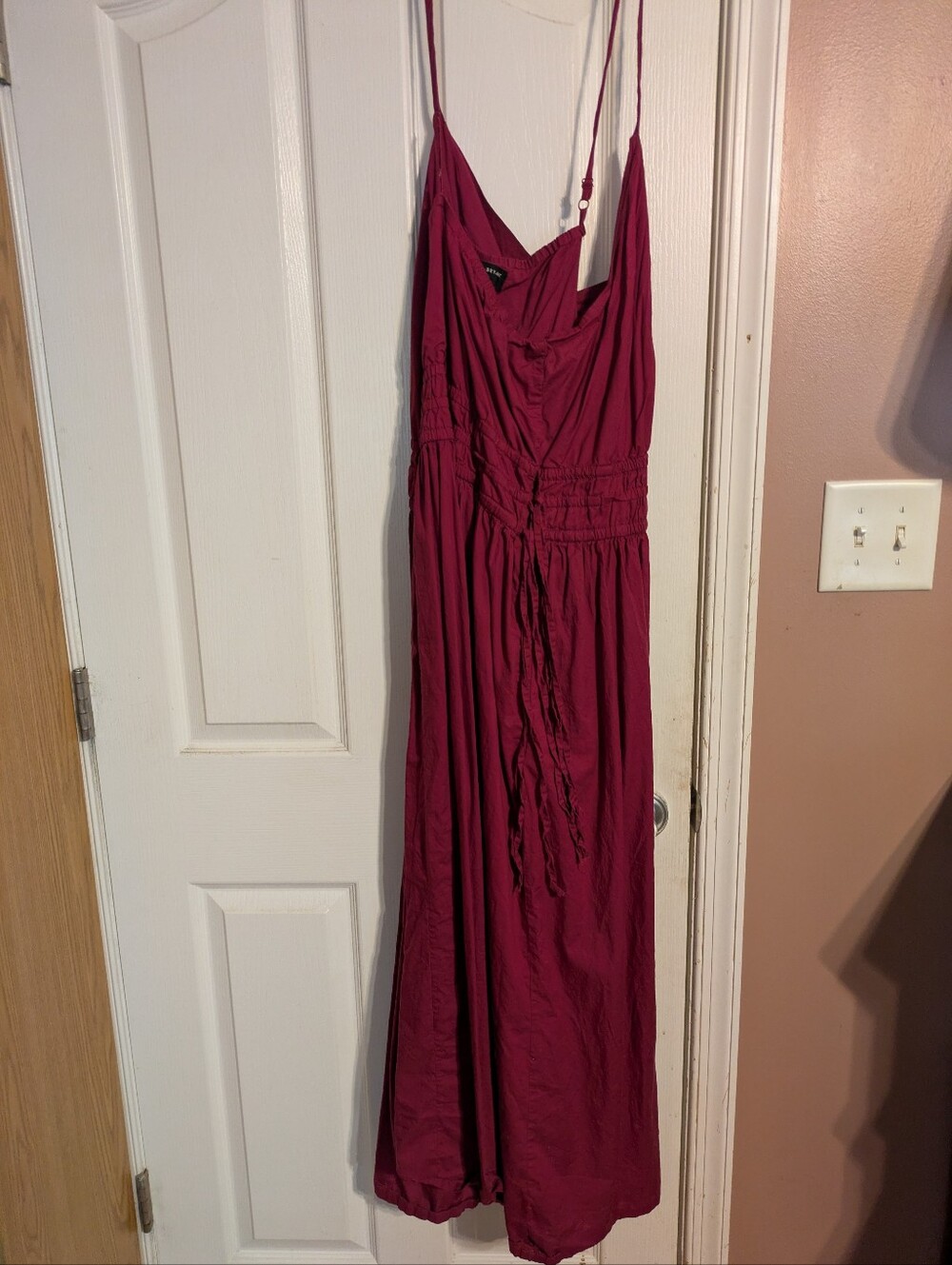 Women’s Sleeveless Burgundy Maxi Dress with Smocked Waist